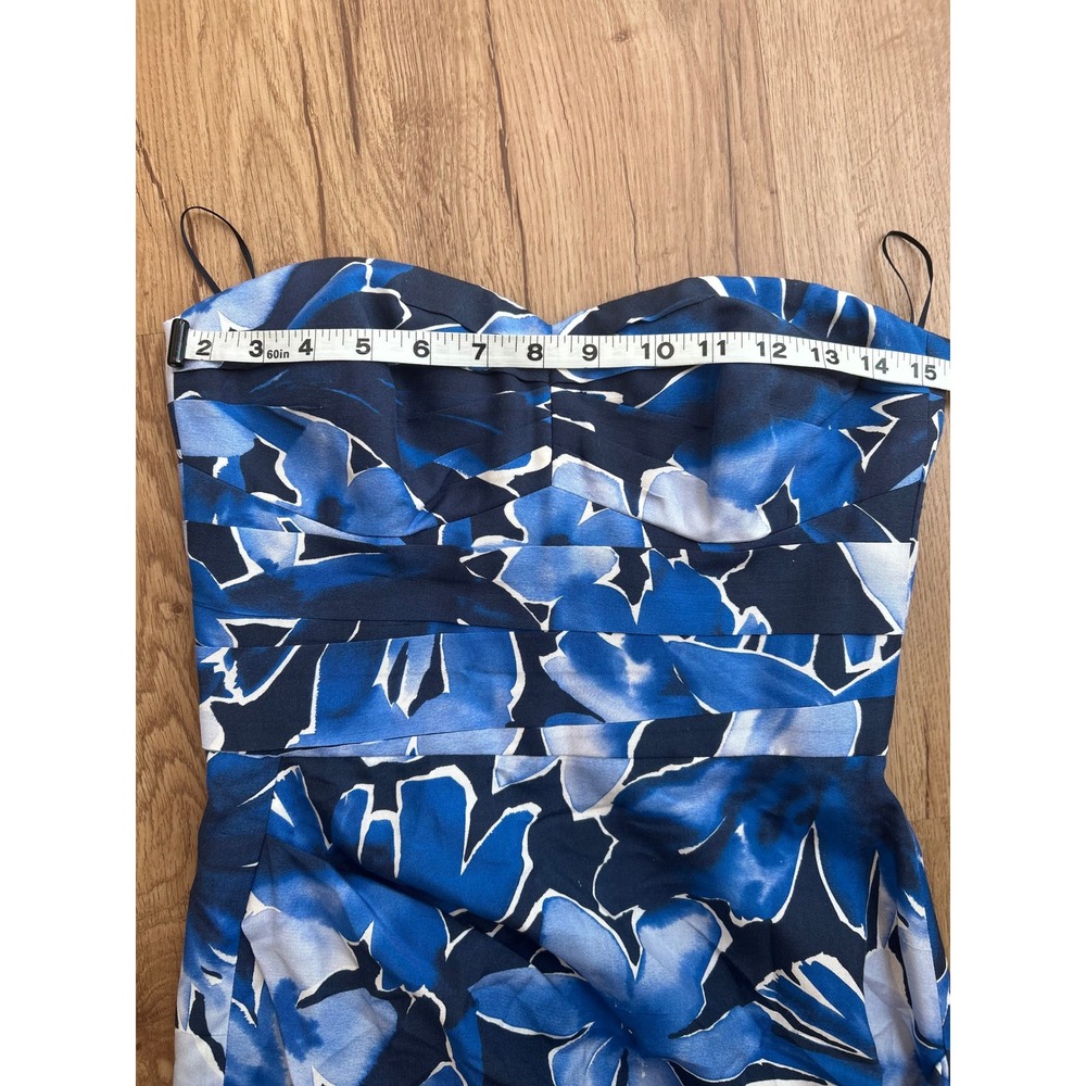 Michael Kors Collection Silk Strapless Floral Midi Dress Blue Designer Luxury - Picture 11 of 11